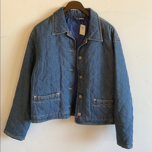 quilted denim coat